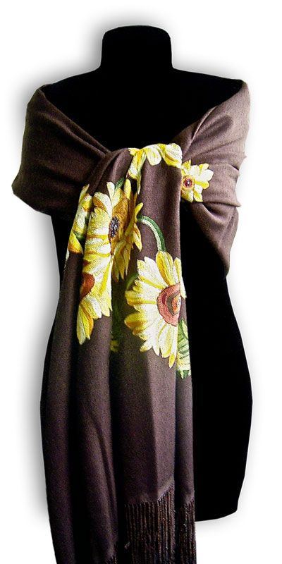 cashmere shawl sunflower
